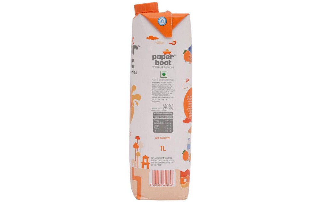 Paper Boat Orange    Tetra Pack  1 litre